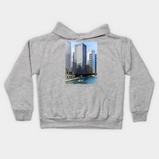 Chicago IL - Chicago River Near Wabash Ave. Bridge Kids Hoodie